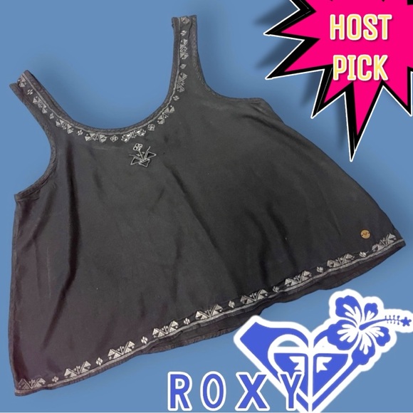 ๐HP๐Roxy embroidered tank top in black and grey. ๐บ Size Small - Picture 1 of 7